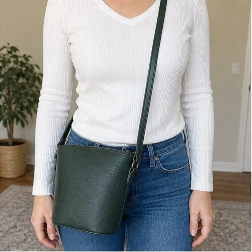 Cognac Saffiano Crossbody Bag